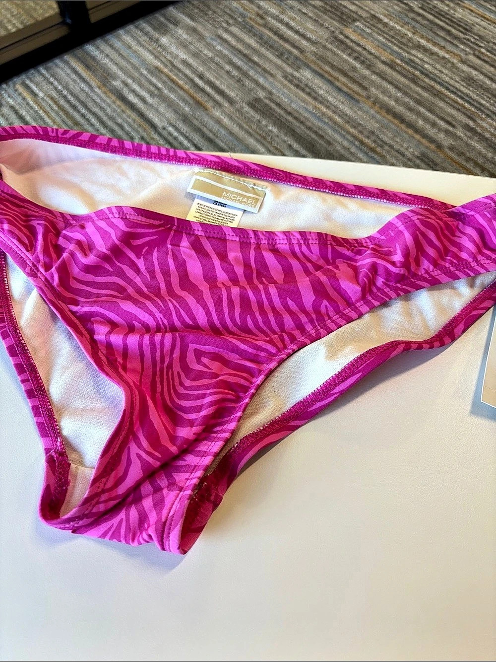 Michael Kors 660 Cerise Zebra Bikini Bottom in Pink Size Small NWT